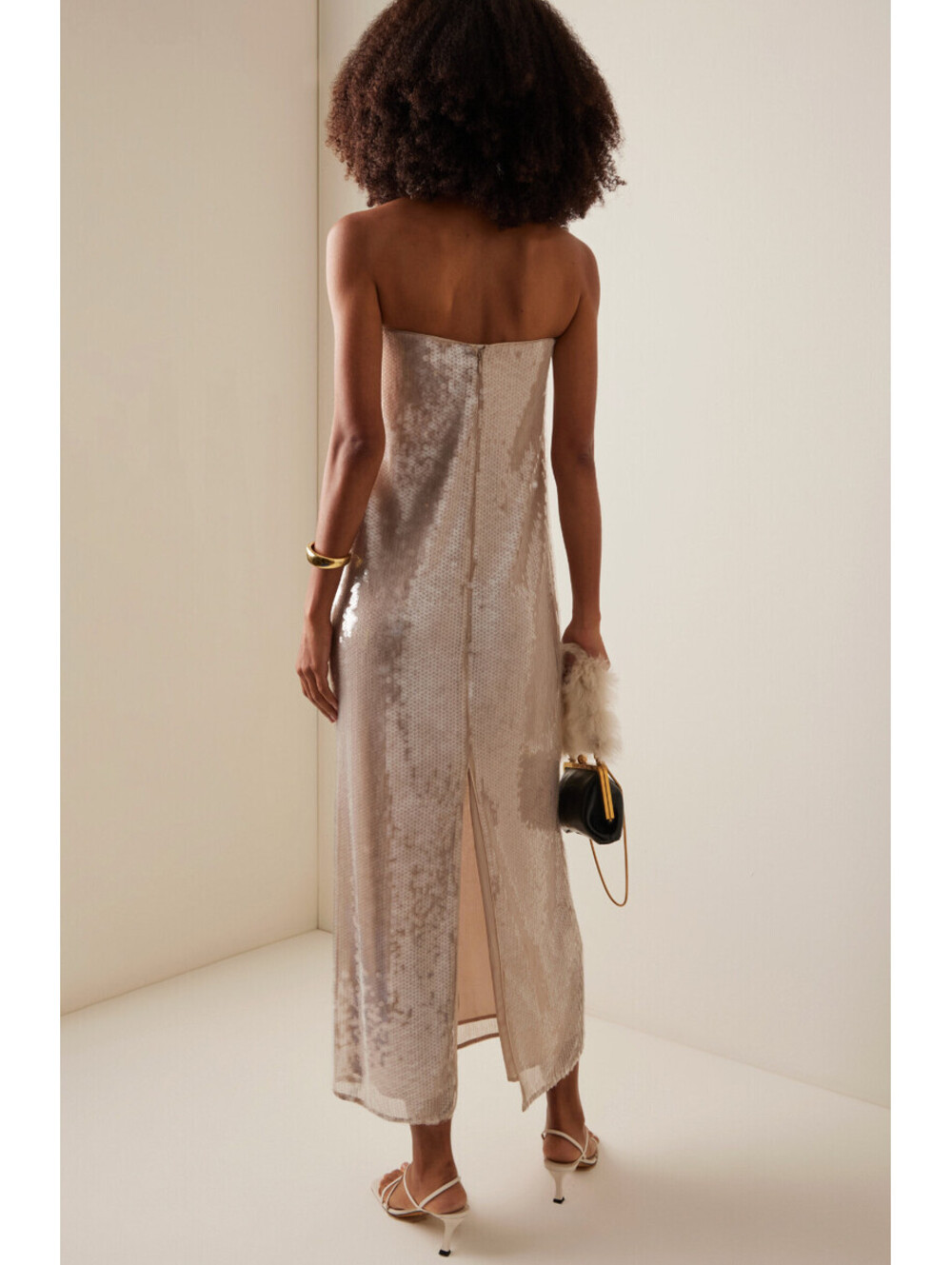 NWT $700 STAUD Casey Beaded Sequin Designer Dress Cocktail 4/small Moon Nude - Picture 10 of 10